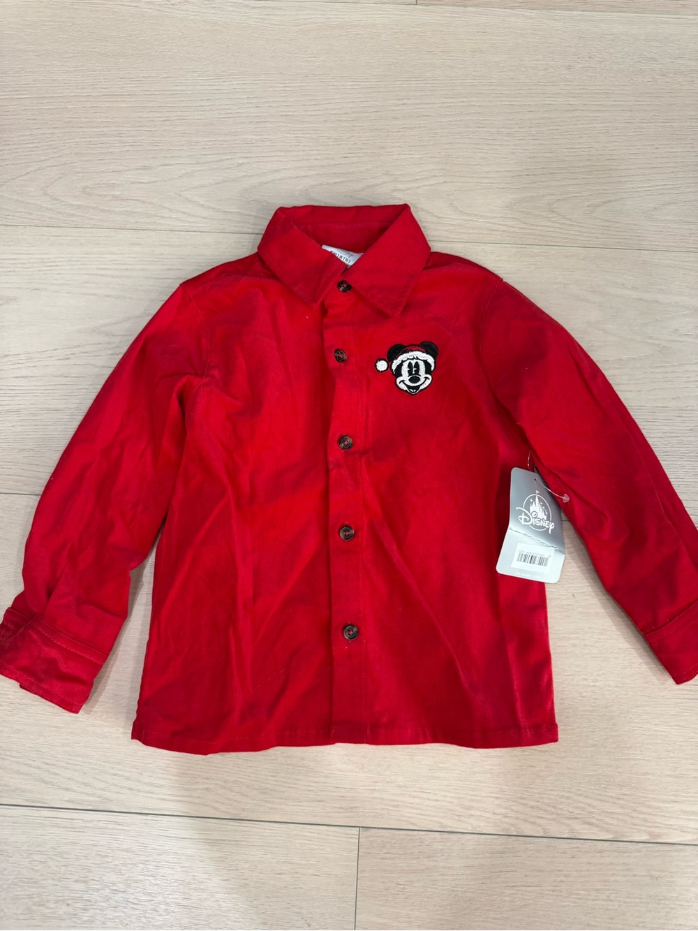 NWT Disney Red Button-Down Shirt with Mickey Patch for Kids | 2T